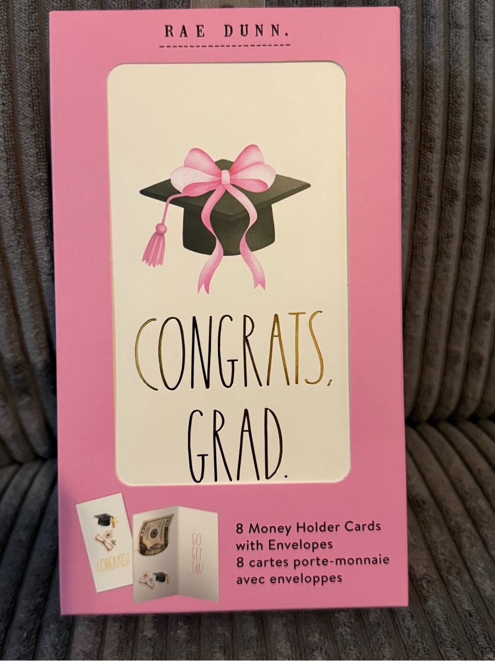 Rae Dunn Pink and Cream Graduation Money Holder Cards with Envelopes